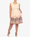 White Mark Plus Size Fit And Flare Knee Length Dress In Multi
