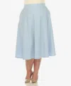 White Mark Plus Size Flared Midi Skirt In Baby Blue