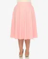 White Mark Plus Size Flared Midi Skirt In Cotton Pin