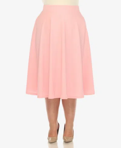 White Mark Plus Size Flared Midi Skirt In Cotton Pin