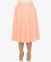 White Mark Women's Flared Skirt With Pockets In Peach