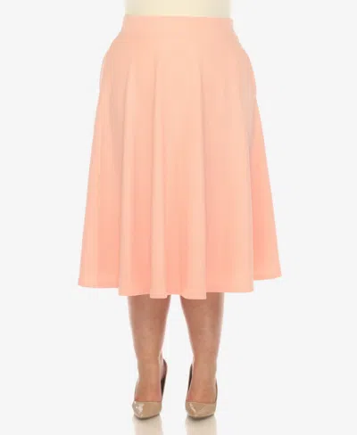 WHITE MARK PLUS SIZE FLARED MIDI SKIRT