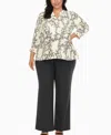 White Mark Plus Size Floral Print Tunic And Palazzo Pants Matching Set In Gray