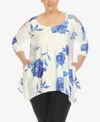 White Mark Plus Size Floral Printed Cold Shoulder Tunic Top In Multi