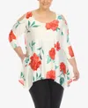 White Mark Plus Size Floral Printed Cold Shoulder Tunic Top In Multi