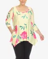 White Mark Plus Size Floral Printed Cold Shoulder Tunic Top In Multi