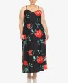White Mark Plus Size Floral Strap Maxi Dress In Black,red