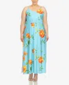 White Mark Plus Size Floral Strap Maxi Dress In Blue,orange