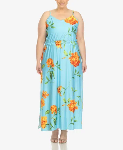 White Mark Plus Womens Side Slit Long Maxi Dress In Blue