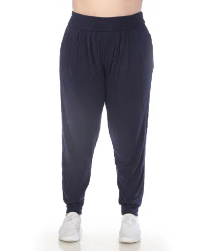 White Mark Plus Size High-waist Pleated Lounge Pants In Blue