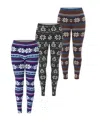 White Mark Plus Size Holiday Legging Pants, 3-pack In Multi