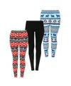 White Mark Plus Size Holiday Legging Pants, 3-pack In Multi