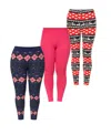 White Mark Plus Size Holiday Legging Pants, 3-pack In Multi