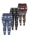 White Mark Plus Size Holiday Legging Pants, 3-pack In Multi