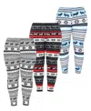 White Mark Plus Size Holiday Legging Pants, 3-pack In Multi