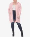 White Mark Plus Womens Knit Leopard Cardigan Sweater In Pink,light Pink Stars