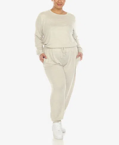 White Mark Plus Size Lounge Set, 2-piece In Brown