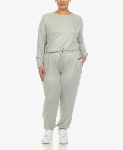 White Mark Plus Size Lounge Set, 2-piece In Olive