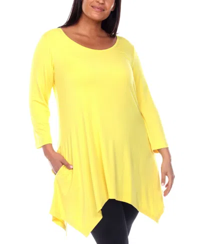 White Mark Plus Size Makayla Tunic Top In Yellow