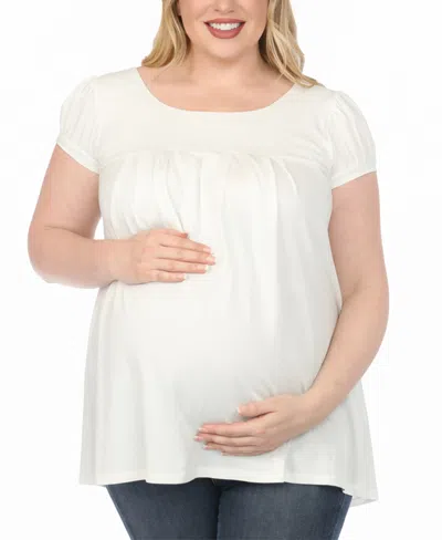 White Mark Plus Size Maternity Short-sleeve Empire-waist Tunic Top In Metallic