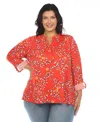 White Mark Plus Size Paisley Button Front Tunic Top In Red