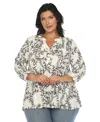 WHITE MARK PLUS SIZE PAISLEY BUTTON FRONT TUNIC TOP
