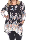 White Mark Plus Size Paisley Scoop Neck Tunic Top With Pockets In Black