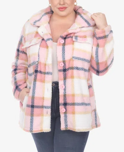 White Mark Plus Size Plaid Shacket Jacket In Multi
