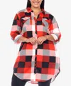 White Mark Plus Size Plaid Tunic Shirt In Red And Black