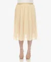 White Mark Plus Size Pleated Chiffon Midi Skirt In Beige