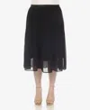 White Mark Plus Size Pleated Chiffon Midi Skirt In Black