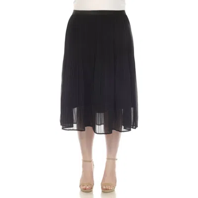 White Mark Plus Size Pleated Chiffon Midi Skirt In Black