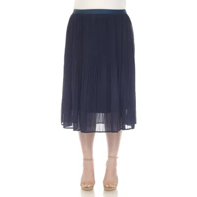 White Mark Plus Size Pleated Tiered Maxi Skirt In Navy