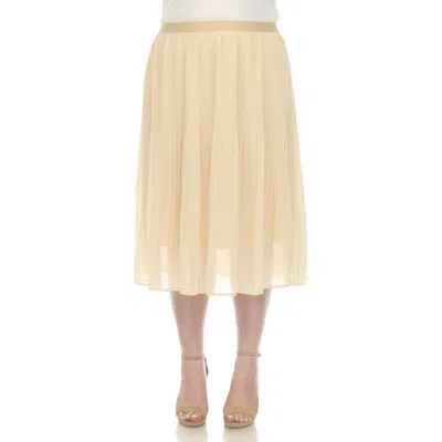 White Mark Plus Size Pleated Chiffon Midi Skirt In Brown