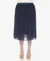 White Mark Plus Size Pleated Chiffon Midi Skirt In Navy
