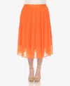 White Mark Plus Size Pleated Chiffon Midi Skirt In Orange