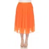 White Mark Plus Size Pleated Chiffon Midi Skirt In Orange