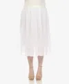 White Mark Plus Size Pleated Chiffon Midi Skirt In White