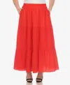 White Mark Women's Pleated Tiered Maxi Skirt In Red