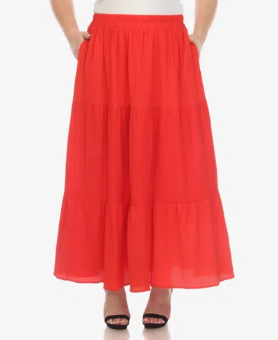 WHITE MARK PLUS SIZE PLEATED TIERED MAXI SKIRT