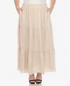 White Mark Women's Pleated Tiered Maxi Skirt In Beige