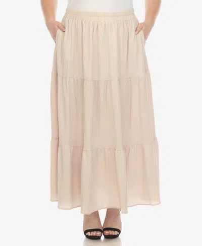 WHITE MARK PLUS SIZE PLEATED TIERED MAXI SKIRT