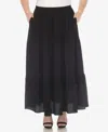 White Mark Women's Pleated Tiered Maxi Skirt In Black