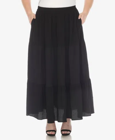 WHITE MARK PLUS SIZE PLEATED TIERED MAXI SKIRT