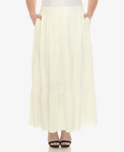 WHITE MARK PLUS SIZE PLEATED TIERED MAXI SKIRT