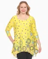 White Mark Plus Size Printed Flowy Hem Swing Top