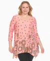 White Mark Plus Size Printed Flowy Hem Swing Top