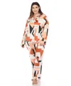 White Mark Plus Size Printed Satin Pajama Set In Bronze