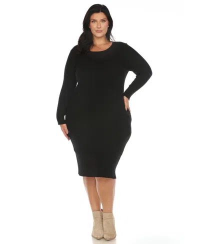White Mark Plus Size Rib Midi Sweater Dress In Black