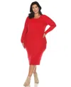 White Mark Plus Size Rib Midi Sweater Dress In Red